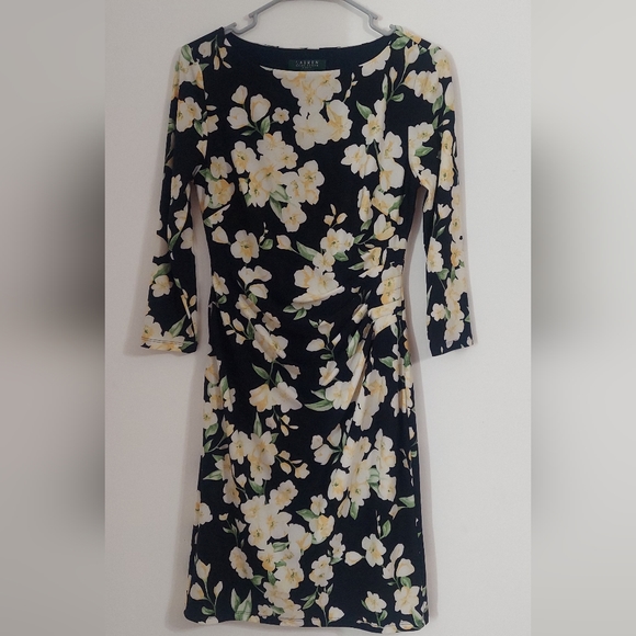 Lauren Ralph Lauren navy flower dress size 4 - Picture 2 of 8